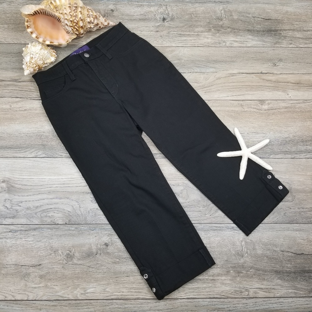 NYDJ Crop Capris Black Rhinestones Petite Sz 0P
